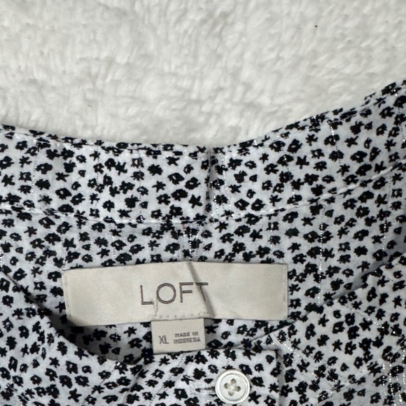 LOFT Black and White Button Down Shirt - Picture 2 of 8